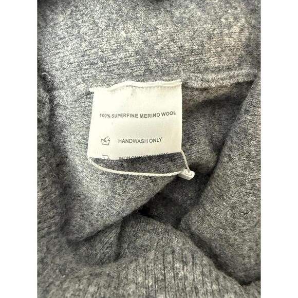 New 100% Merino Knit Wide Leg Pants Long‎ Drawstring, Gray  M - Picture 3 of 9